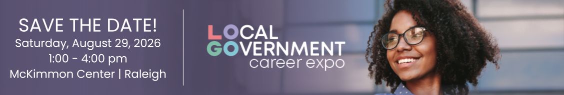 Save the Date: Saturday, August 29, 2026, 1:00 - 4:00 pm, McKimmon Center for Local Government Career Expo, woman with glasses