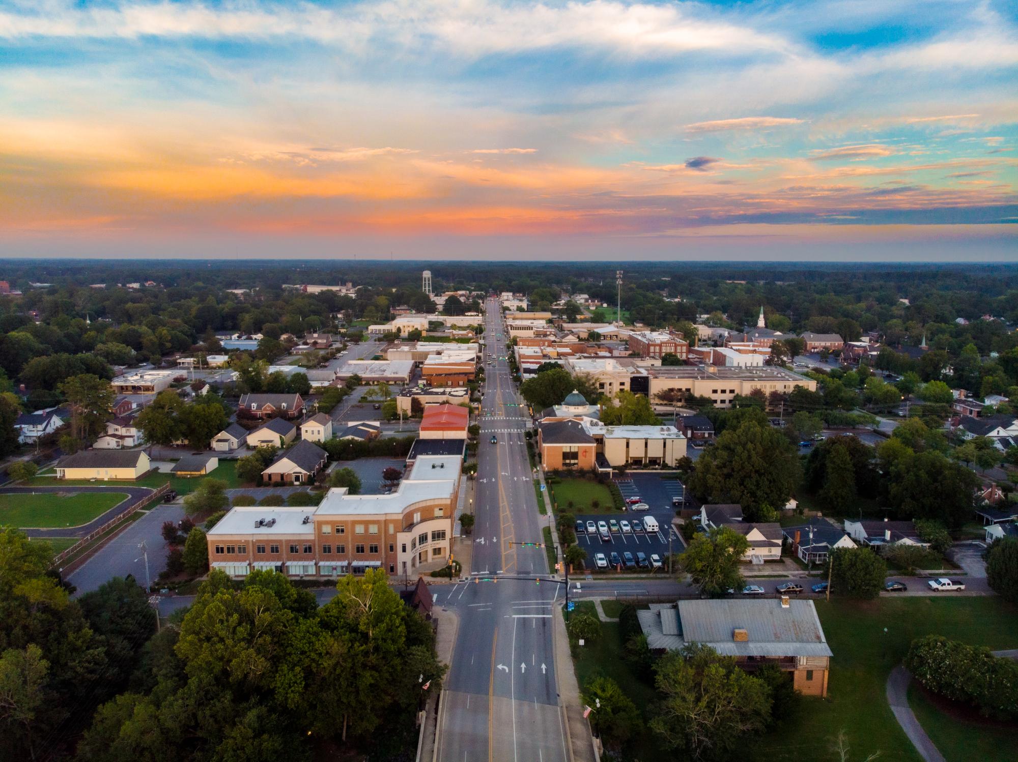 Aerial shot of downtown Smithfield