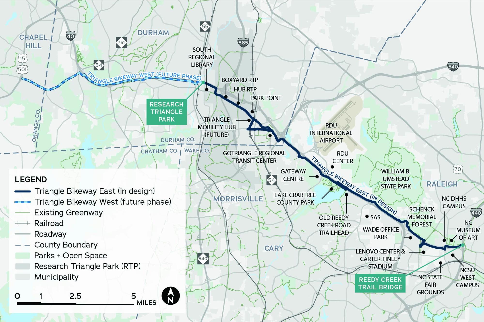 2019-2022 Triangle Bikeway Study Map